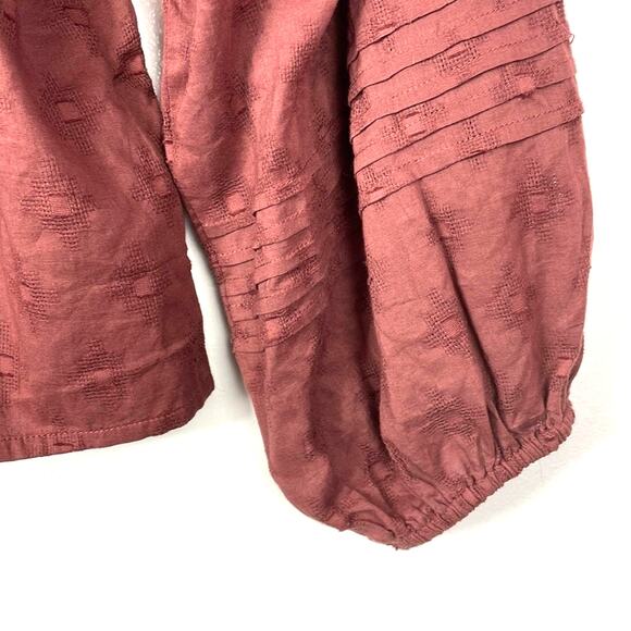 Anthropologie | Brown Button Down Shirt Cotton Long Sleeve Shirt Peasant Top S - Picture 6 of 8